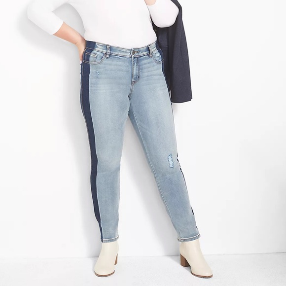 Lane Bryant Signature Fit Body Icon Straight Jean Two-Tone - Picture 1 of 7